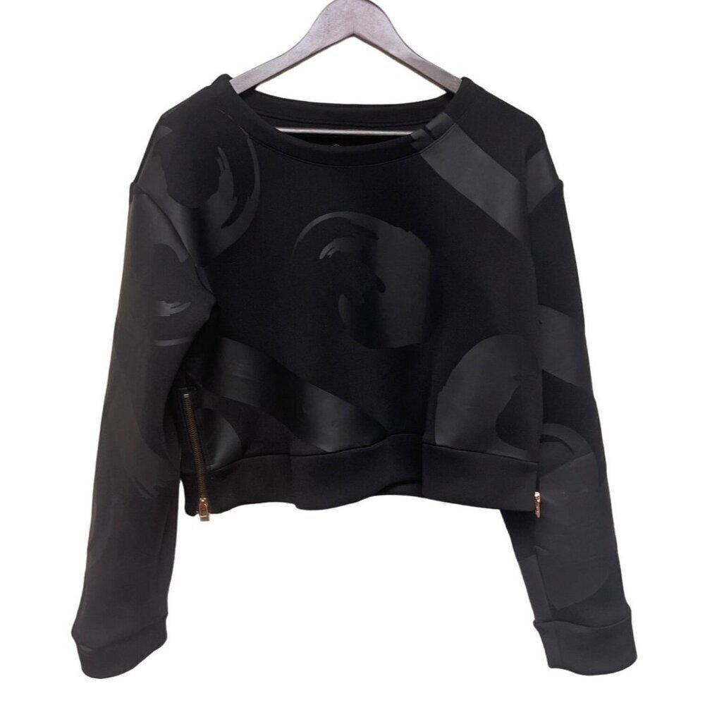 Sweaty Betty Neoprene Side Zip Black Pull Over Sweat Shirt Women's Size Medium